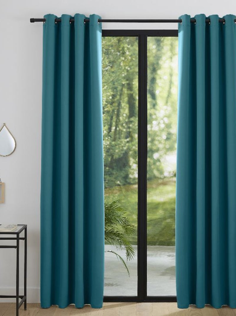Rideaux Occultant & Obscurcissant - Univers Décor - 100% Polyester Bleu paon - Kiabi