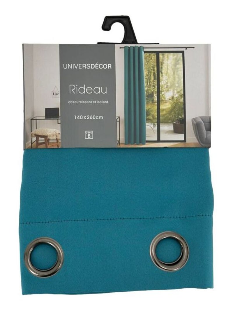 Rideaux Occultant & Obscurcissant - Univers Décor - 100% Polyester Bleu paon - Kiabi