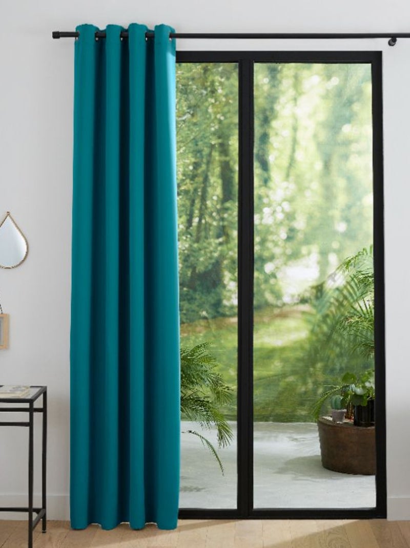 Rideaux Occultant & Obscurcissant - Univers Décor - 100% Polyester Bleu paon - Kiabi
