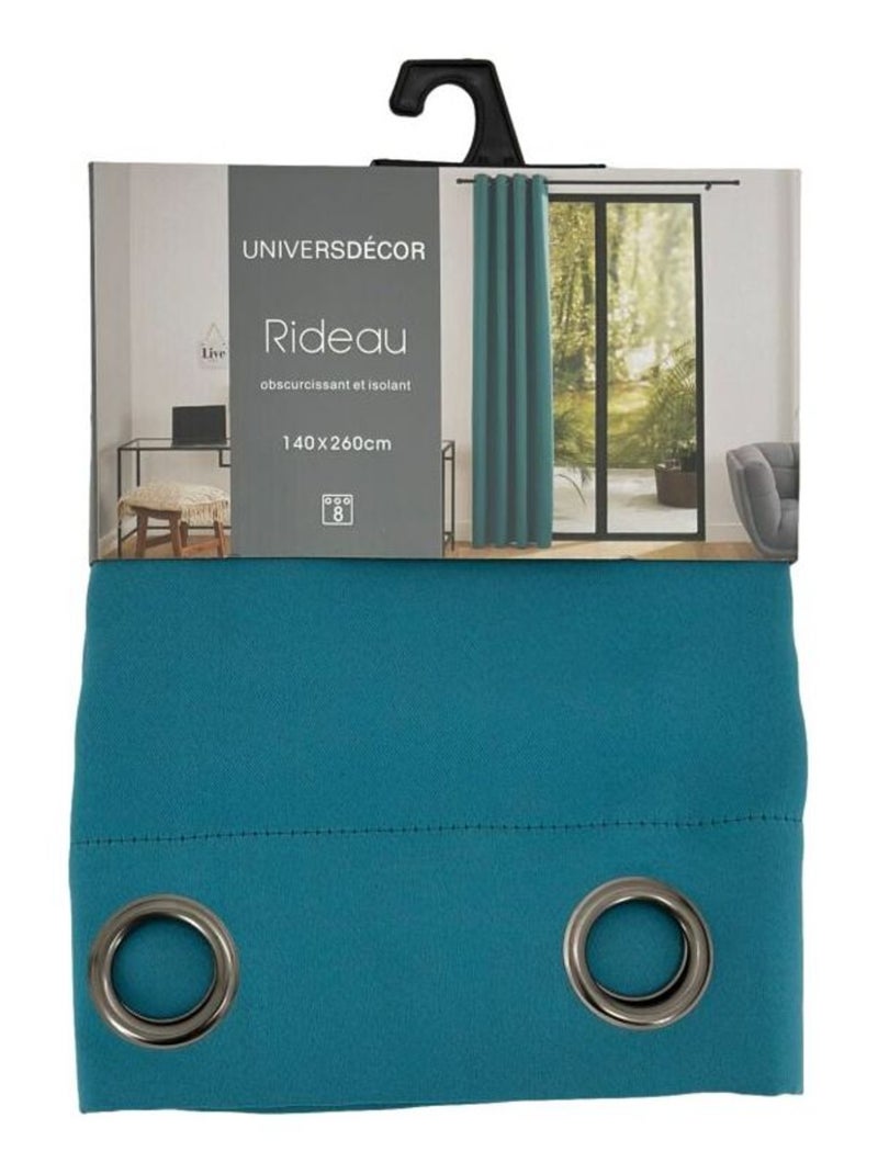Rideaux Occultant & Obscurcissant - Univers Décor - 100% Polyester Bleu paon - Kiabi