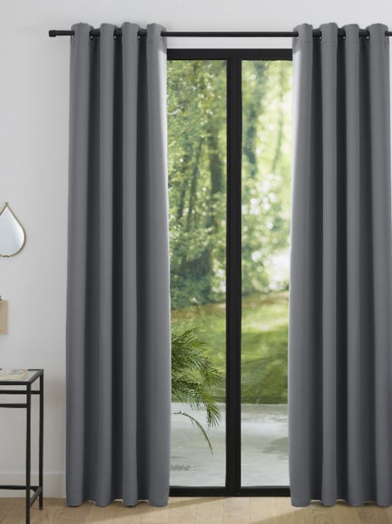 Rideaux Occultant & Obscurcissant - Univers Décor - 100% Polyester Gris - Kiabi