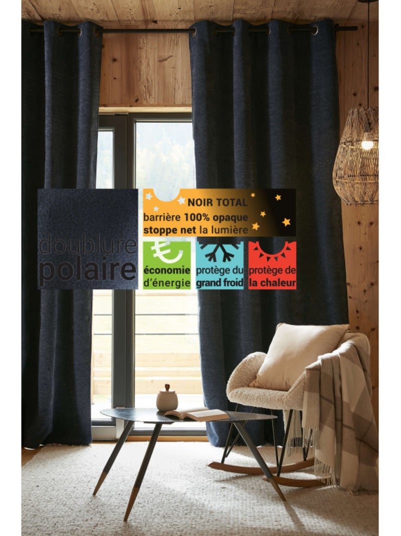Rideaux occultant thermique & phonique - le fil d'ariane - 100% polyester Bleu nuit - Kiabi