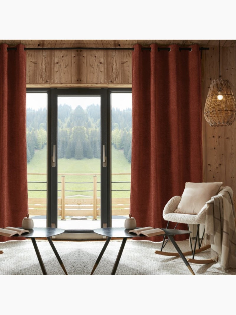 Rideaux occultant thermique & phonique - le fil d'ariane - 100% polyester Terracotta - Kiabi
