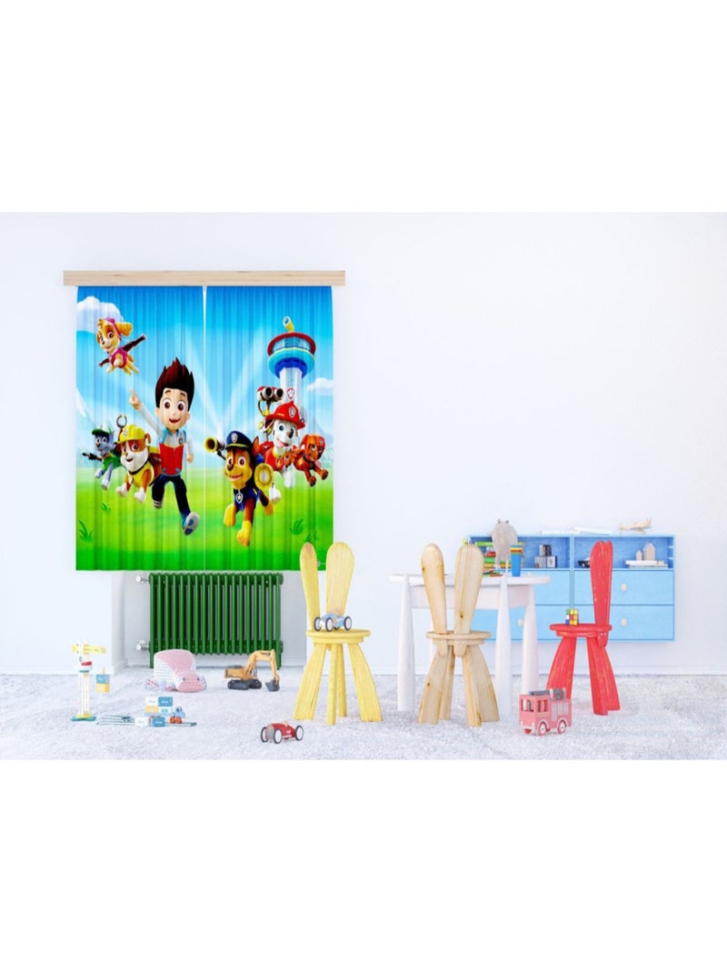 Rideaux Pat'Patrouille modèle Ryder part à l'aventure avec ses amis - 2 pièces 90 cm x 160 cm Multicolore - Kiabi