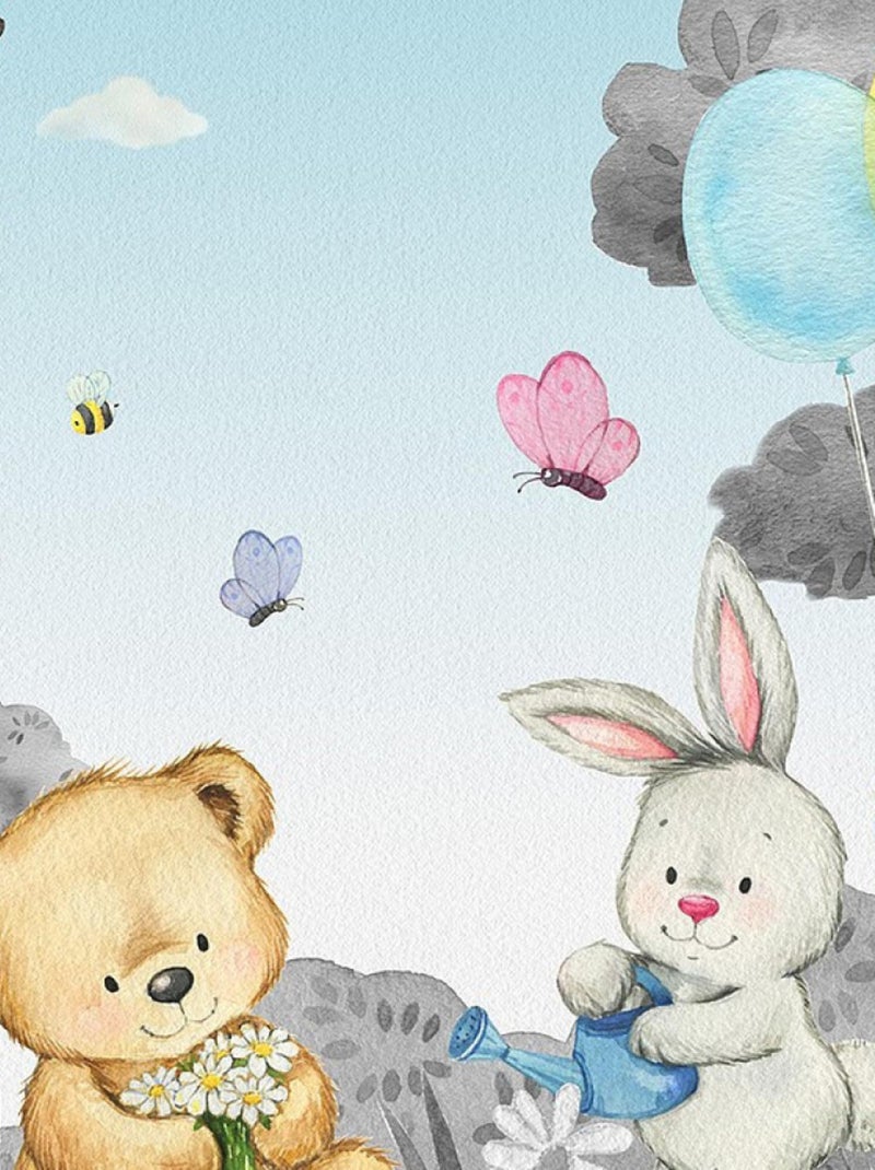 Rideaux petit ourson lapin et renard en noir et blanc - 2 pièces - L180 cm x H 160cm Multicolore - Kiabi