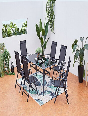 RIMINI - Salon de jardin 6 places en aluminium gris