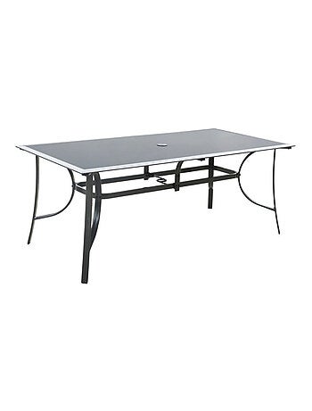 RIMINI - Table de jardin 10 places en aluminium et plateau en verre