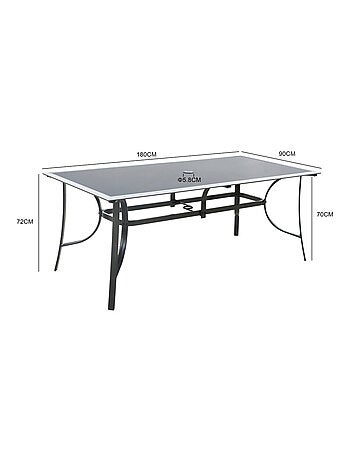 RIMINI - Table de jardin 10 places en aluminium et plateau en verre