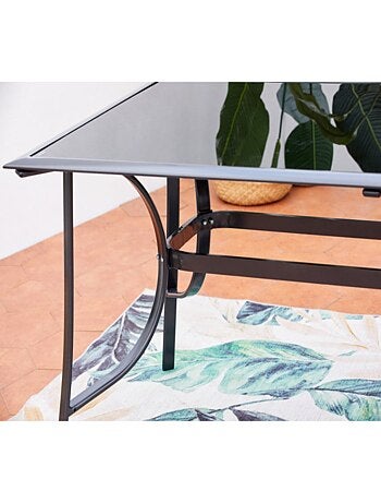 RIMINI - Table de jardin 10 places en aluminium et plateau en verre