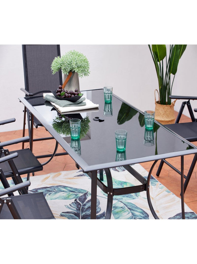 RIMINI - Table de jardin 10 places en aluminium et plateau en verre Gris - Kiabi