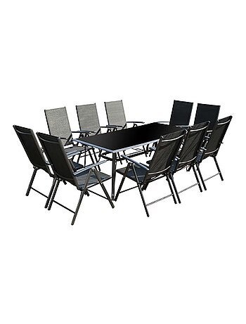 RIMINI Table de jardin et 10 chaises en aluminium