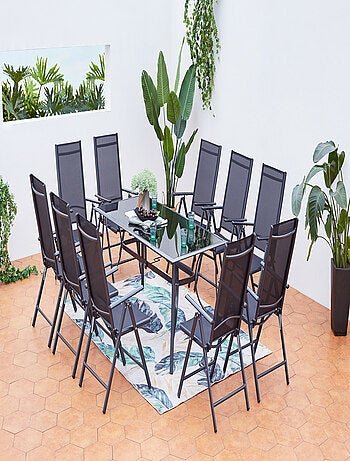 RIMINI Table de jardin et 10 chaises en aluminium