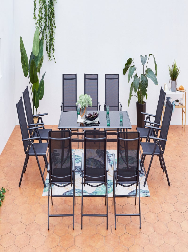 RIMINI Table de jardin et 10 chaises en aluminium Gris - Kiabi