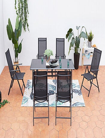 RIMINI Table de jardin et 6 chaises en aluminium