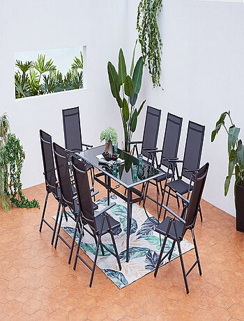 RIMINI Table de jardin et 8 chaises en aluminium
