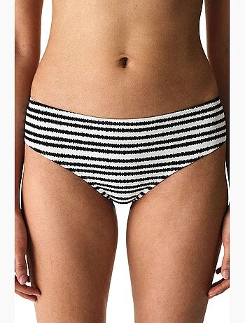 Ringel bas de bikini rayé texturé taille mi-haute penti