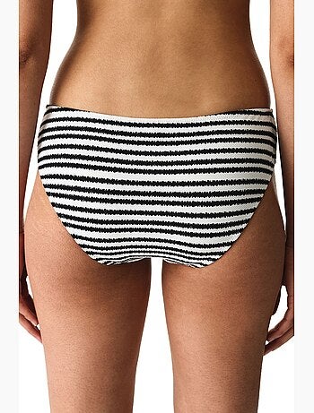 Ringel bas de bikini rayé texturé taille mi-haute penti