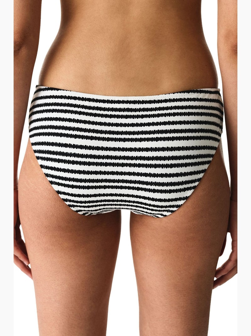 Ringel bas de bikini rayé texturé taille mi-haute penti Blanc Noir - Kiabi