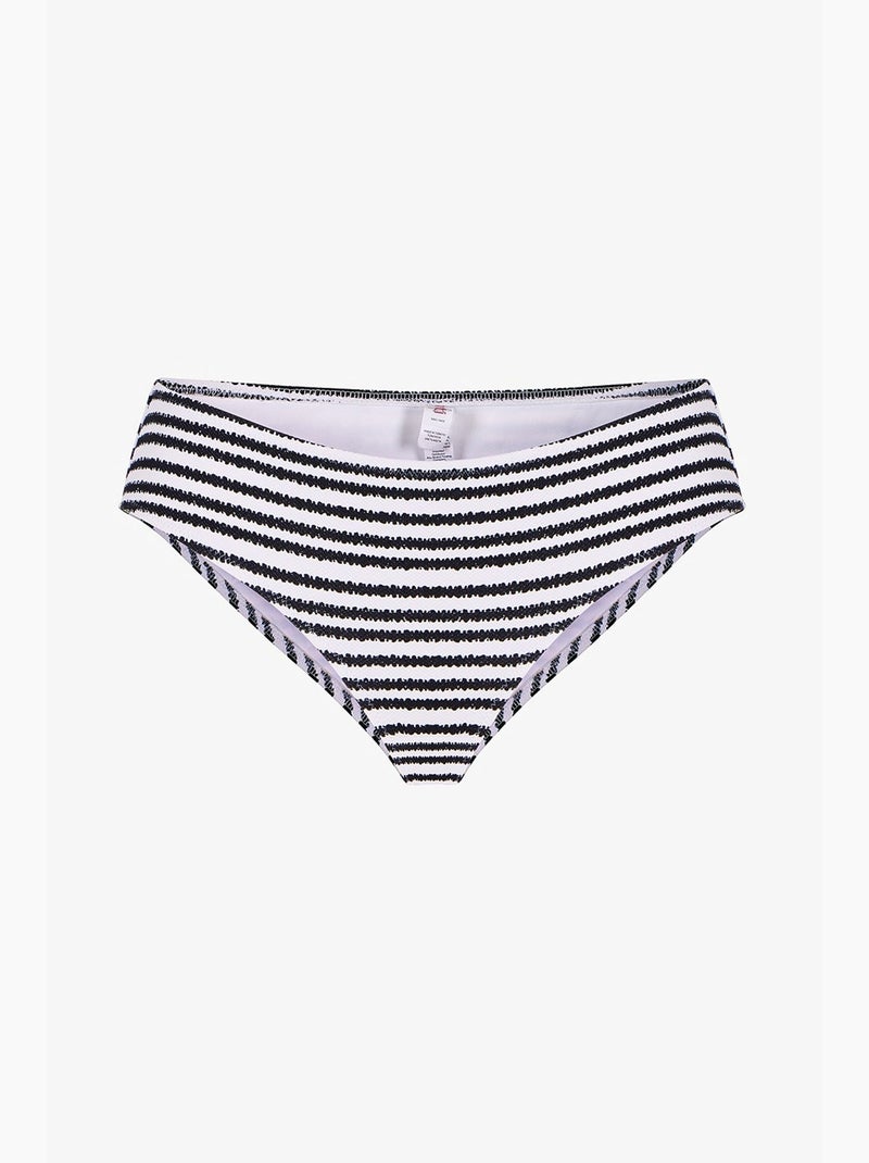 Ringel bas de bikini rayé texturé taille mi-haute penti Blanc Noir - Kiabi