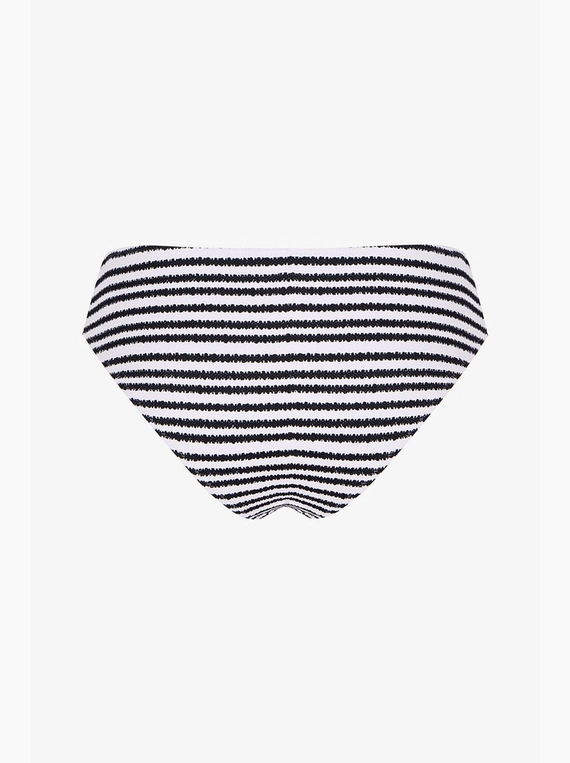 Ringel bas de bikini rayé texturé taille mi-haute penti Blanc Noir - Kiabi