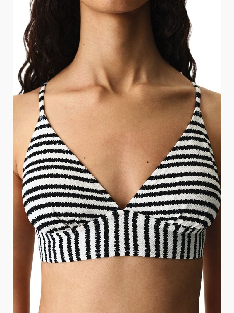 Ringel bralette de bikini rayé texturé penti Noir Blanc - Kiabi