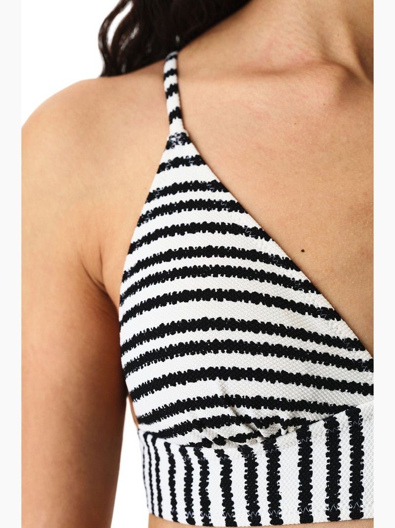 Ringel bralette de bikini rayé texturé penti Noir Blanc - Kiabi