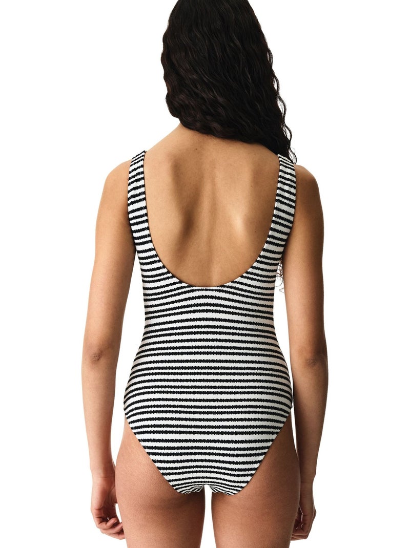 Ringel maillot de bain sport à rayures texturé penti Noir Blanc - Kiabi