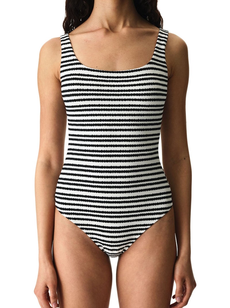 Ringel maillot de bain sport à rayures texturé penti Noir Blanc - Kiabi