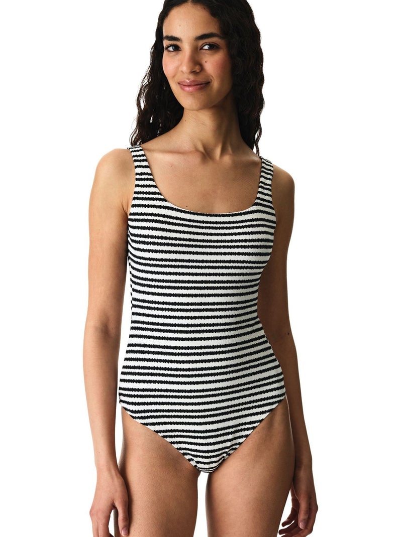 Ringel maillot de bain sport à rayures texturé penti Noir Blanc - Kiabi