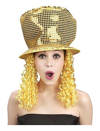 RIRE ET CONFETTI - Chapeau Disco avec cheveux