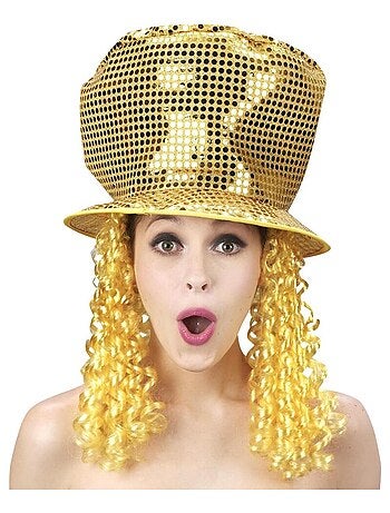 RIRE ET CONFETTI - Chapeau Disco avec cheveux