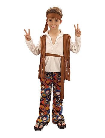 RIRE ET CONFETTI - Déguisement Hippie marron enfant