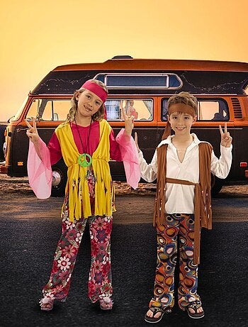 RIRE ET CONFETTI - Déguisement Hippie marron enfant