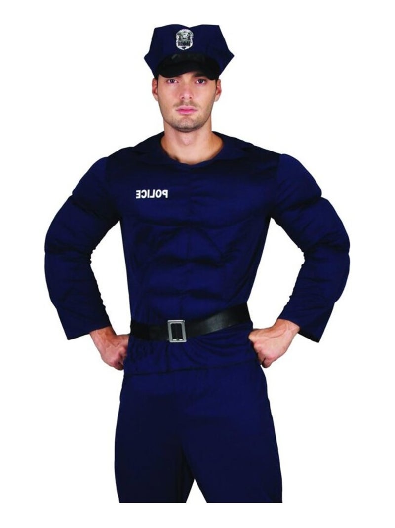 RIRE ET CONFETTI - Déguisement Policier musclé Homme Luxe Bleu - Kiabi