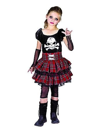 RIRE ET CONFETTI - Déguisement Punk Skull Halloween enfant