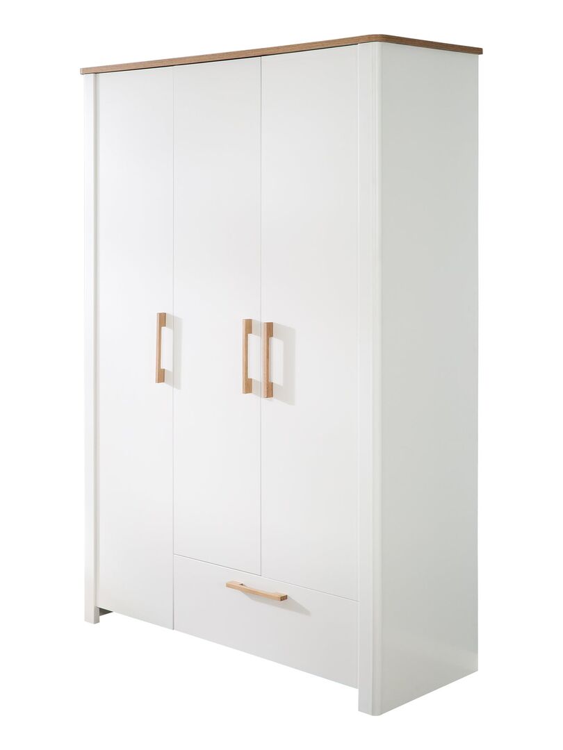 ROBA Armoire "Ava" 3 portes – corps blanc, avec éléments décoratifs en chêne artisan Blanc - Kiabi