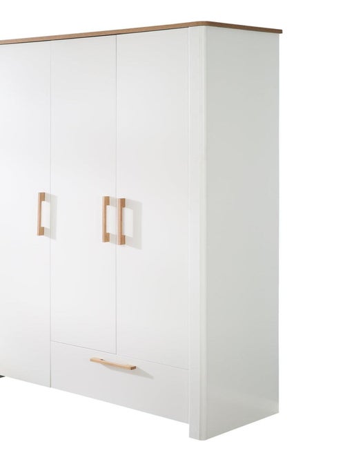 ROBA Armoire "Ava" 3 portes – corps blanc, avec éléments décoratifs en chêne artisan - Kiabi