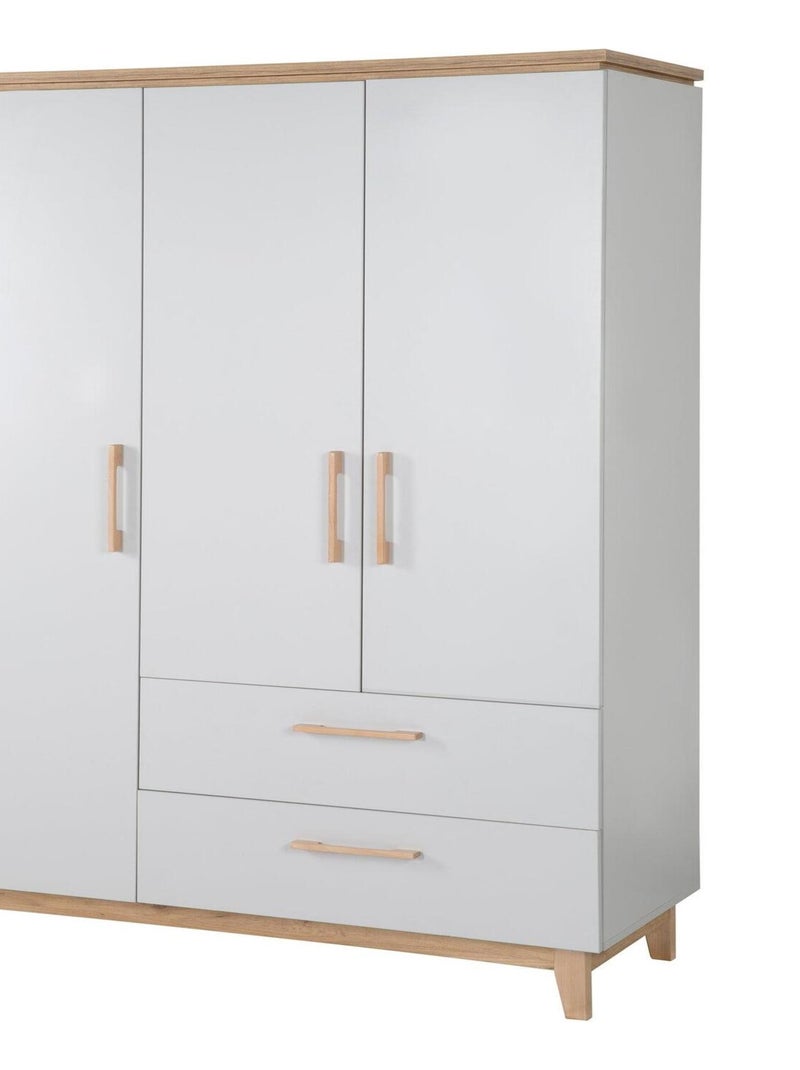 ROBA Armoire "Caro" 3 portes et 2 tiroirs à fermeture progressive Gris clair - Kiabi