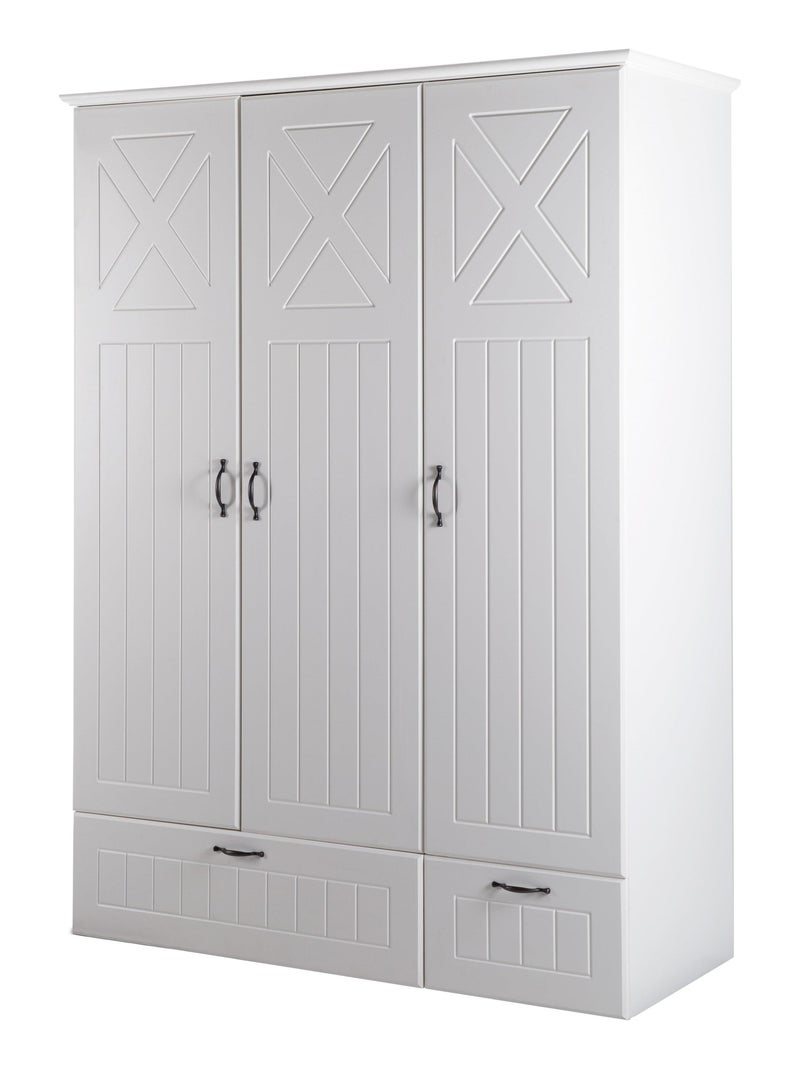 ROBA Armoire "Constantin" 3 portes et 2 tiroirs – blanc fraisé Blanc - Kiabi