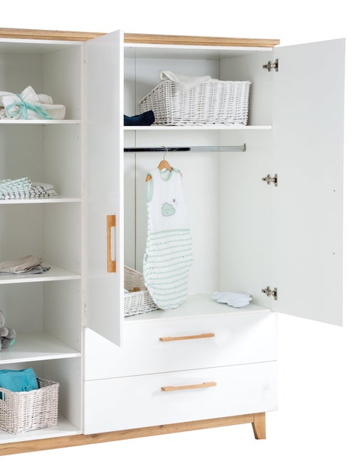 ROBA Armoire "Finn" 3 portes et 2 tiroirs – blanc - Kiabi