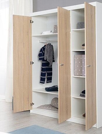 ROBA Armoire "Gabriella" 3 portes – technologie à fermeture progressive – blanc fraisé