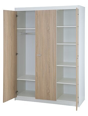 ROBA Armoire "Gabriella" 3 portes – technologie à fermeture progressive – blanc fraisé