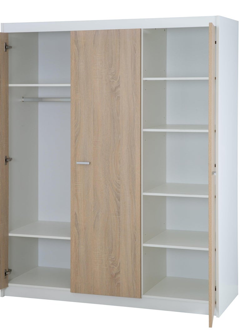 ROBA Armoire "Gabriella" 3 portes – technologie à fermeture progressive – blanc fraisé Blanc Marron - Kiabi