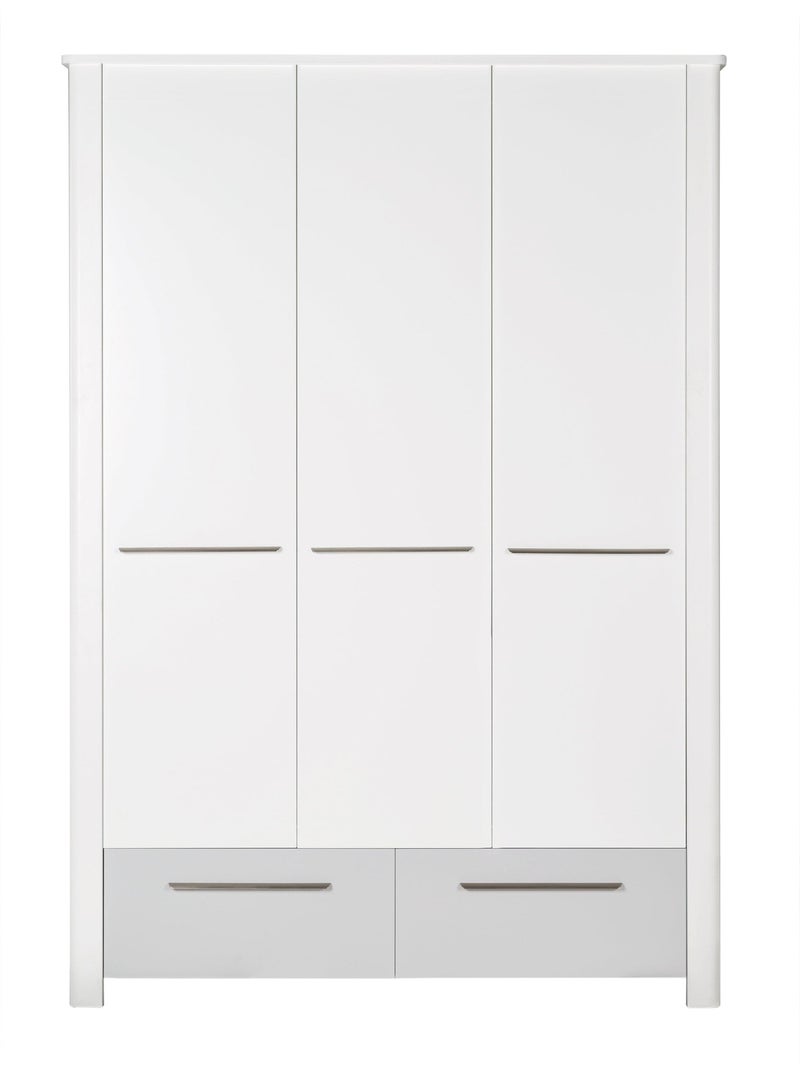 ROBA Armoire "Linus" 3 portes et 2 tiroirs – blanc / gris Blanc Gris - Kiabi
