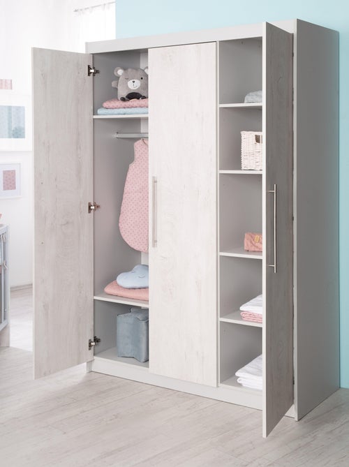 ROBA Armoire "Maren 2" à 3 portes battantes – gris clair / blanc - Kiabi
