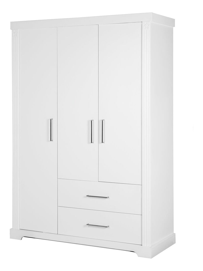 ROBA Armoire "Maxi" – 3 portes et 2 tiroirs – style maison de campagne Blanc - Kiabi