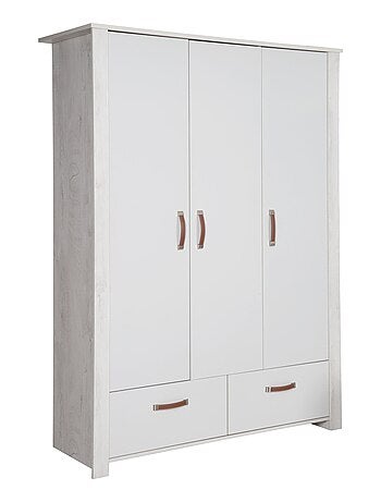 ROBA Armoire "Mila" 3 portes et 2 tiroirs – gris / blanc