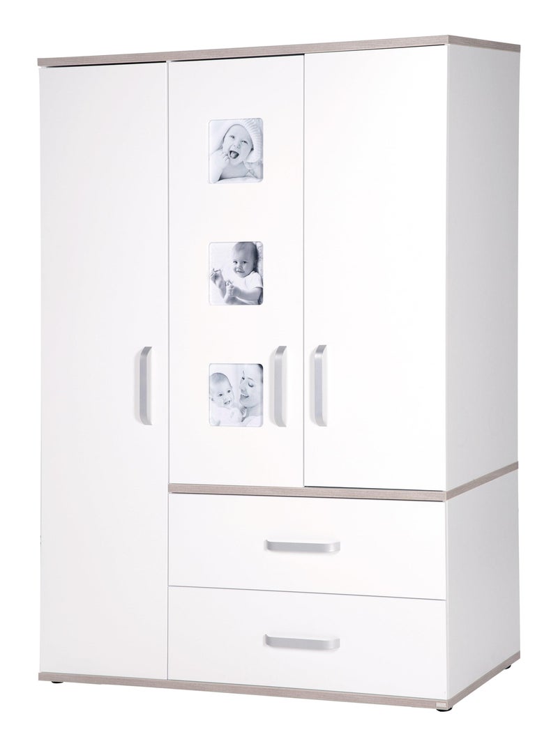 ROBA Armoire "Moritz" 3 portes – avec 3 cadres d'images – blanc / orme lunaire Blanc - Kiabi