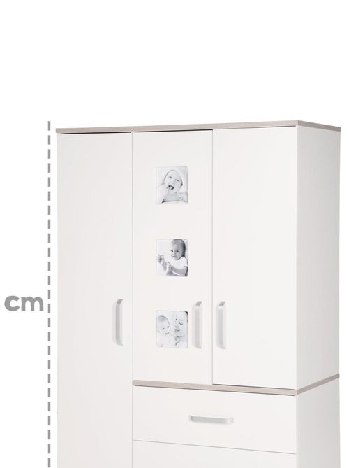 ROBA Armoire "Moritz" 3 portes – avec 3 cadres d'images – blanc / orme lunaire - Kiabi