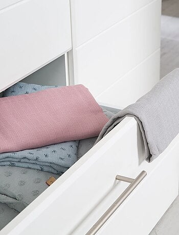 ROBA Armoire "Nele" 3 portes – avec fraisages horizontaux modernes – chêne artisanal / blanc